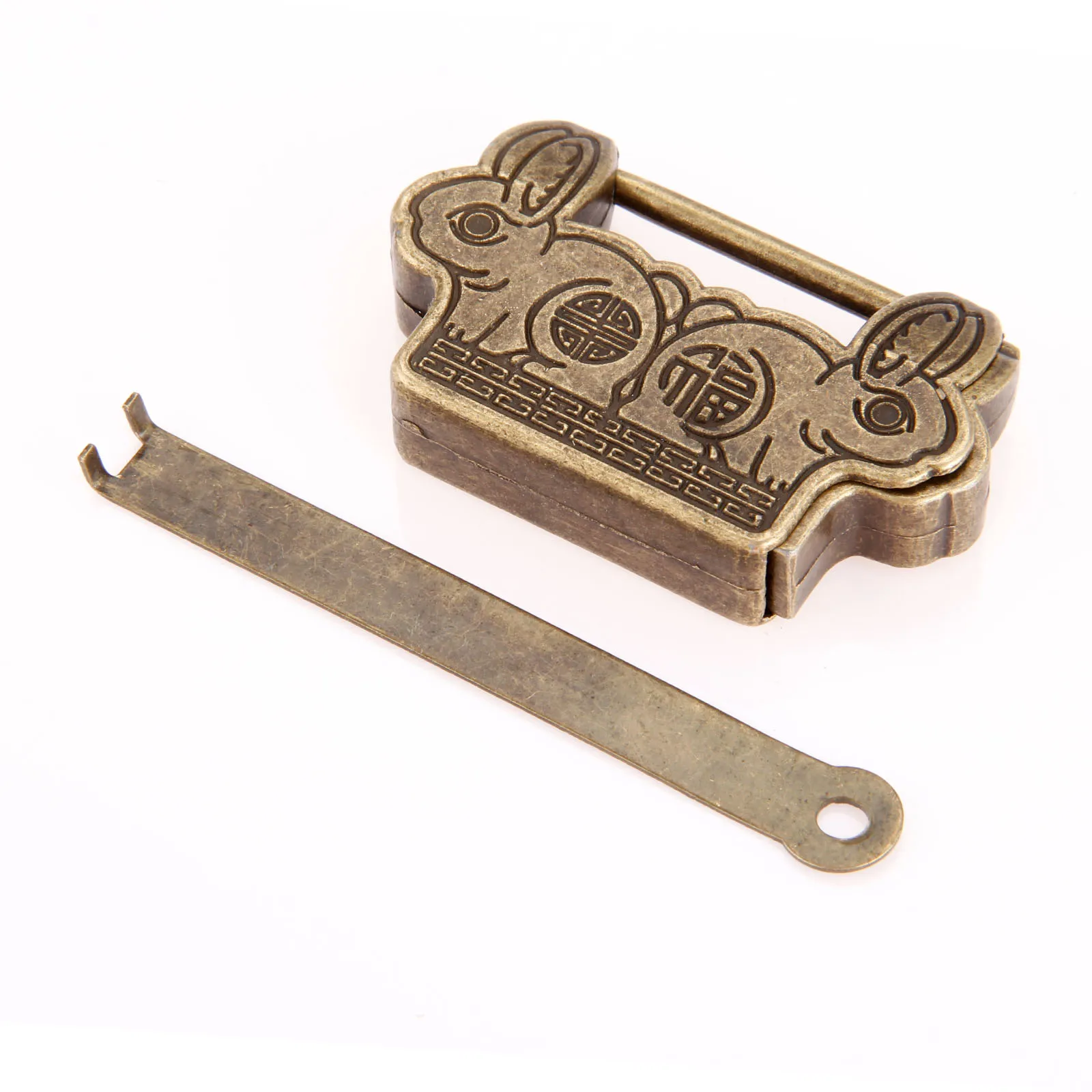 Zinc Alloy Padlock Lock Key 60*38*13mm with Butterfly Box Latch Clasp Hardware 