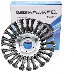 Durable Steel Wire Brush Disc for Lawn Maintenance and Garden Trimming (6 Inch Trimmer Head)