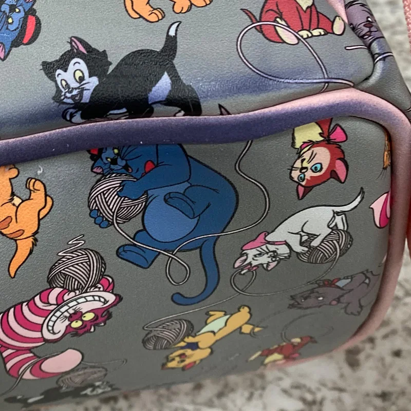 Disney-Mary Cat Bolsa de couro falso feminina, bolsa com alça dupla, estampa dos desenhos animados