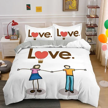 3d Bedding Set Red LOVE Printing Duvet Cover Set 2