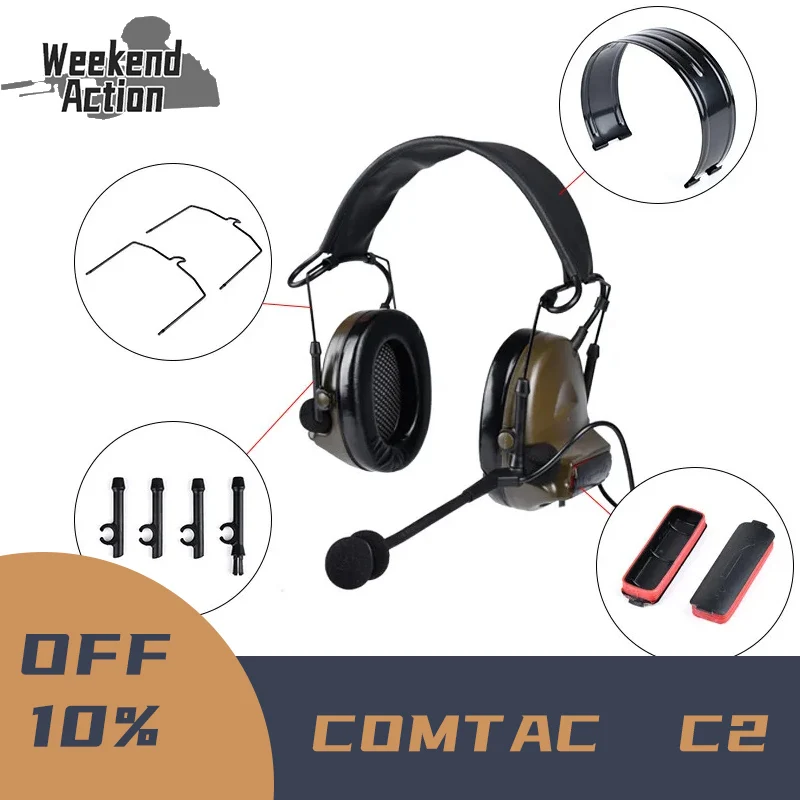WADSN COMTAC C2 Tactical Headset Series Headset's Headband Kit Waterproof Battery Cover Military Accessories Shooting Headphone tactical headset noise cancelling headphones
