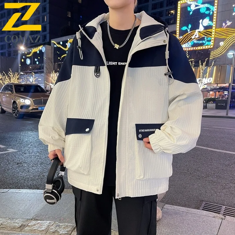 COMXZ Spring Autumn New Jacket Coat Men Student Streetwear Fashion Hong Kong Style High Quality Windbreaker Waterproof Windproof