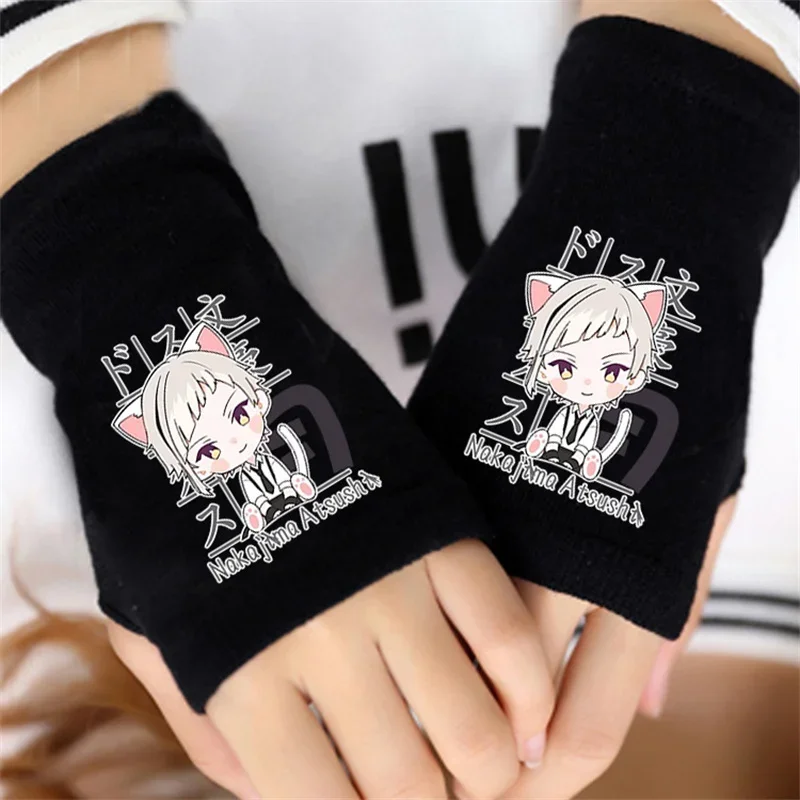 Cosplay Gloves Cartoon Gloves Cosplay Wrist Gloves Dazai Osamu Nakahara Chuuya Half Finger Mitten Costume Prop