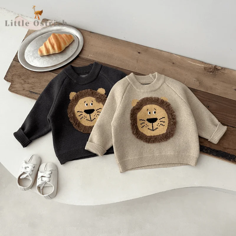 

Newborn Baby Girl Boy Lion Cotton Sweater Infant Toddler Child Long Sleeve Knitted Hoodie Casual Pullover Baby Clothes 3M-2Y