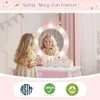 19747-c9f1f6.jpg MU Kids White Vanity Set w/ Lighted Mirror & Stool,Makeup Desk, Storage,Wing Pattern – Toddler Princess Dressing Table for Girls