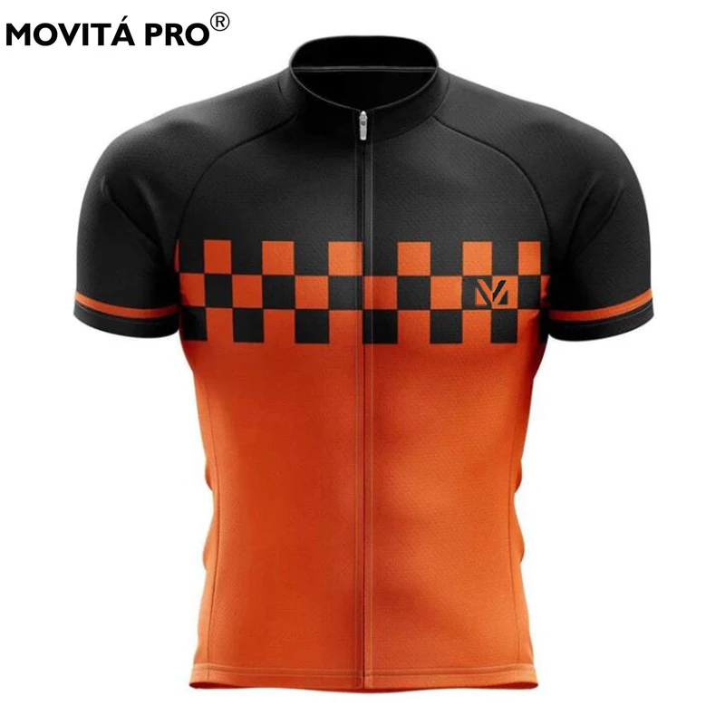 Movita Pro Summer Cycling Jersey Black/Orange Short Sleeve MTB Cycling Clothing Bike Maillot Mountain Bike Riding Breathable
