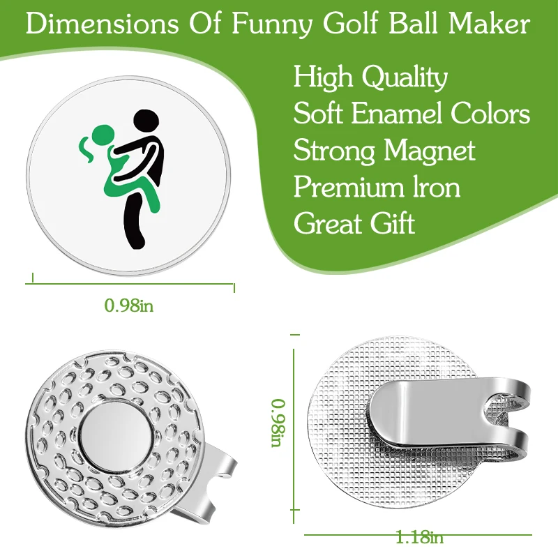 Funny Golf Hat Clip with Enamel Magnetic Ball Marker 0.98inch Golf Cap Clip Novelty Accessories Gifts for Dad Papa Husband golf ball mark,golf hat clip