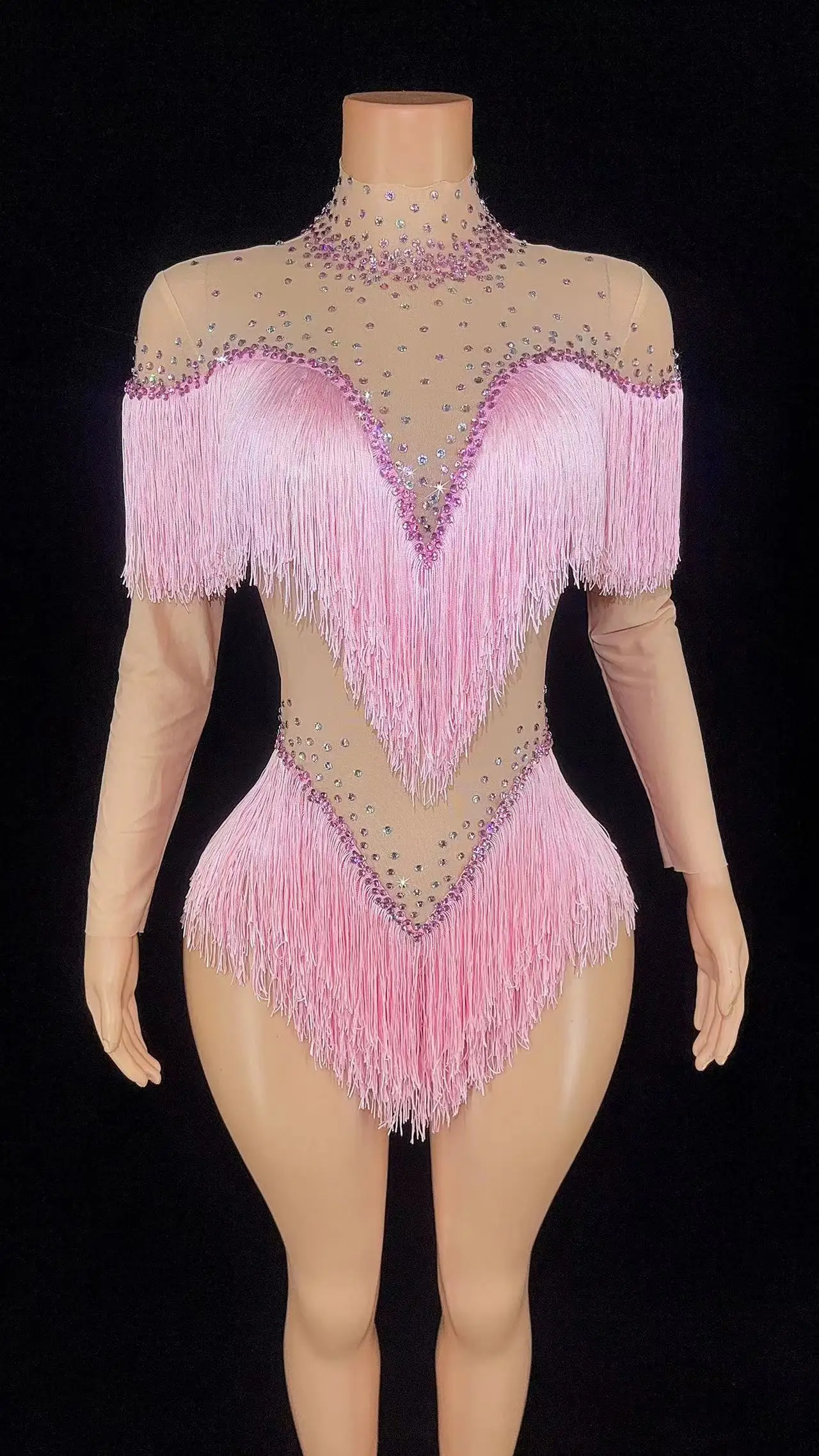 

Sexy Tassels 12 Colors Fringes Latin Dance Leotard Outfit Birthday Celebrate Costume Performance Bodysuit Costume