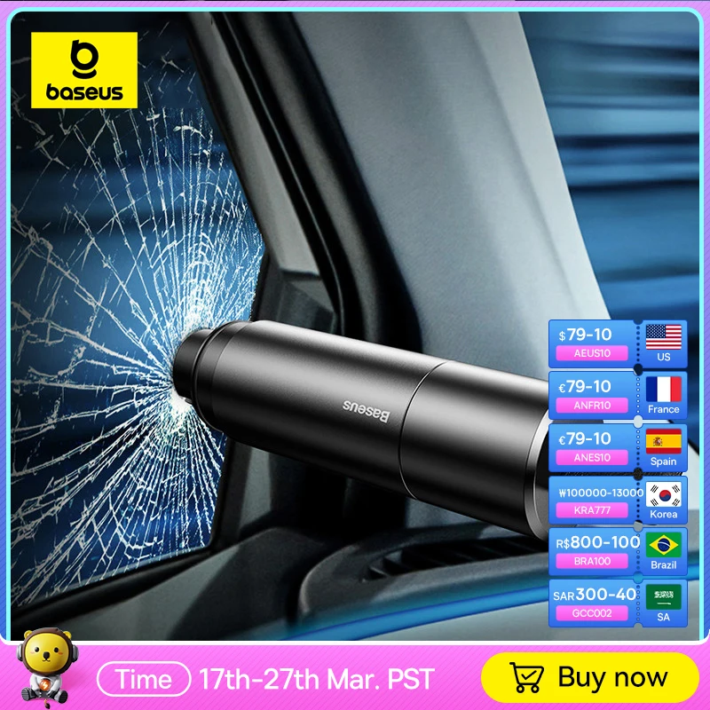 Accessoire Sécurité Conducteur Brise-vitre De Secours Voiture - Marteau Double Tête + Coupe-ceinture - Alliage Aluminium - Noir/Rouge Coupe Ceinture Brise