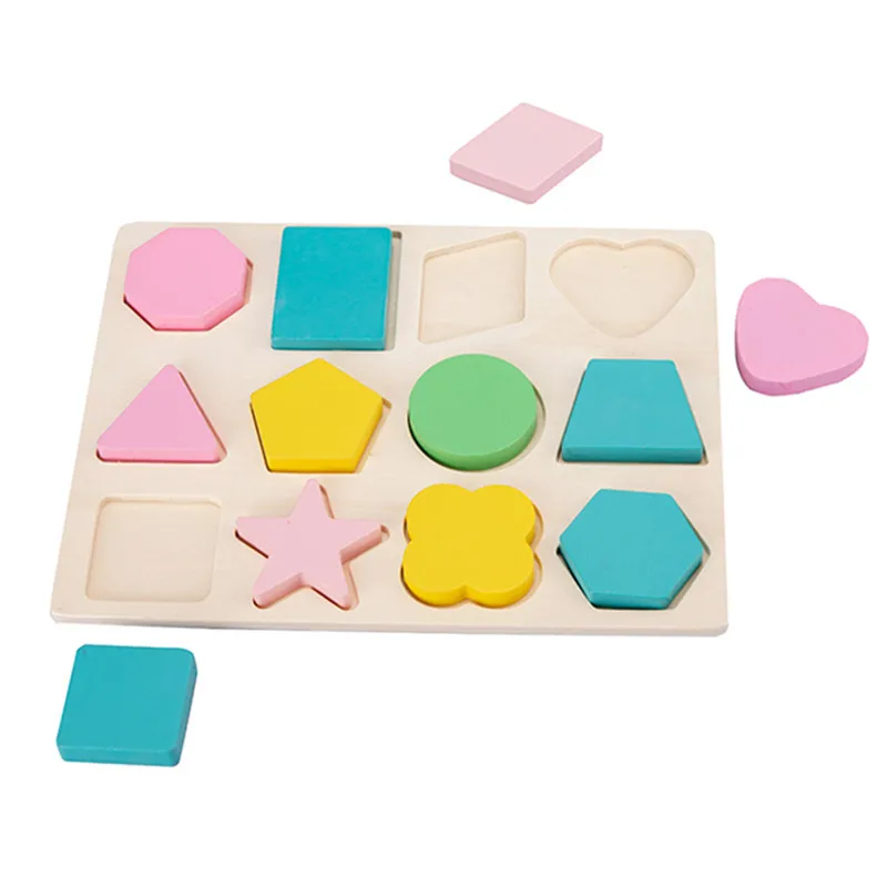 High Quality Wooden 3D Puzzle Learning Geometry Educational Toys For Children Montessori Early Learning Intellectual Kids Toy wooden puzzles for kids ages 3 5 shape puzzle set montessori stem puzzle toys develop fine motor skills early educational toy