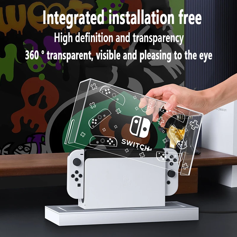 Tampa Transparente Shell Poeira para Nintendo Switch Oled Luz Habitação Base de Display Base Luminosa Rgb 20 Cor - Image 4