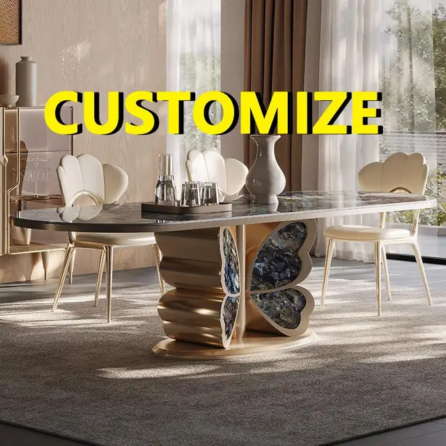 Table à manger ovale en marbre naturel sur mesure, toutes tailles, structure solide de qualité supérieure, mobilier de salle à manger de luxe haut de gamme 1