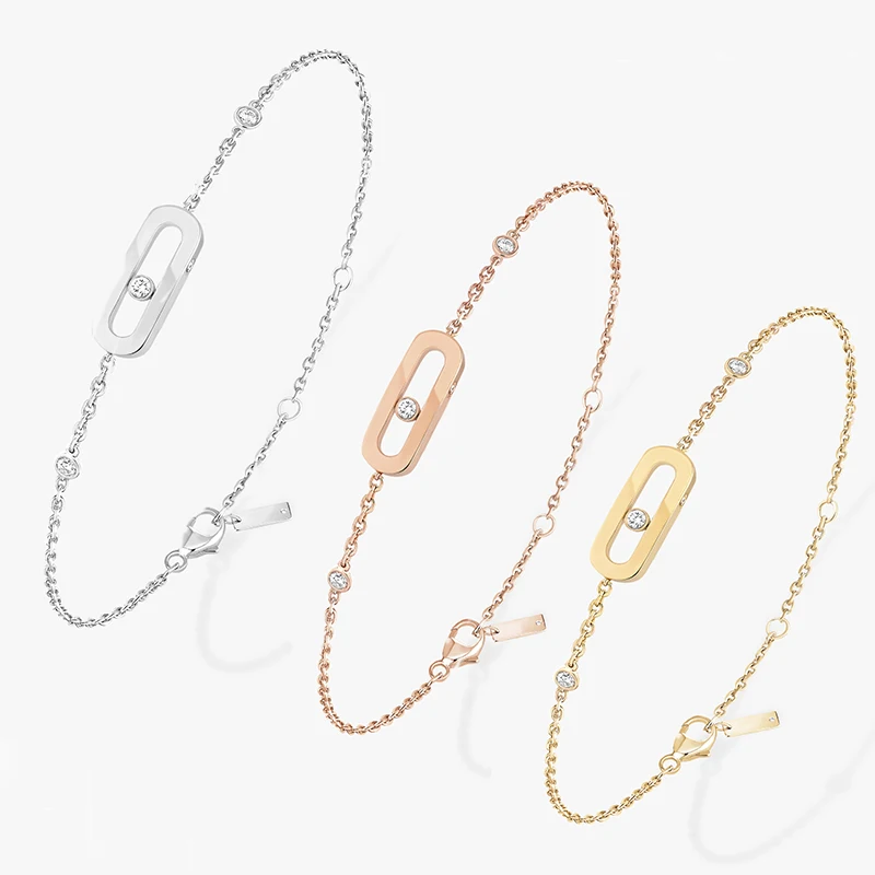 

s925 sterling silver bracelet single stone smooth women's fashion jewelry