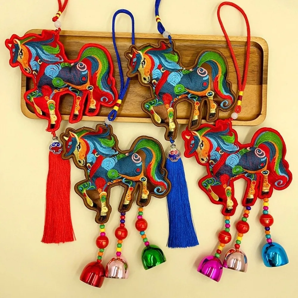 Chinese Red Chinese New Year Incense Packet Embroidered Zodiac Spring Festival Bell Pendant Portable with Tassel