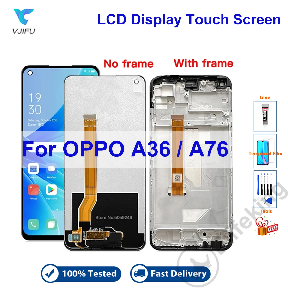 

Screen Display For OPPO A76 A36 LCD Touch Screen PESM10 CPH2375 Digitizer Tested High Quality Assembly Replacement with Frame