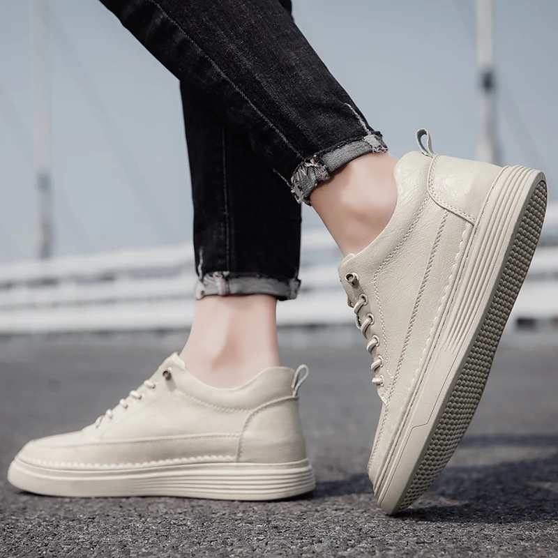 Zomer Sneakers Heren Lederen Liftschoenen Man Lengte Verhoging Binnenzool 6Cm Lift Plus Maat 36-47