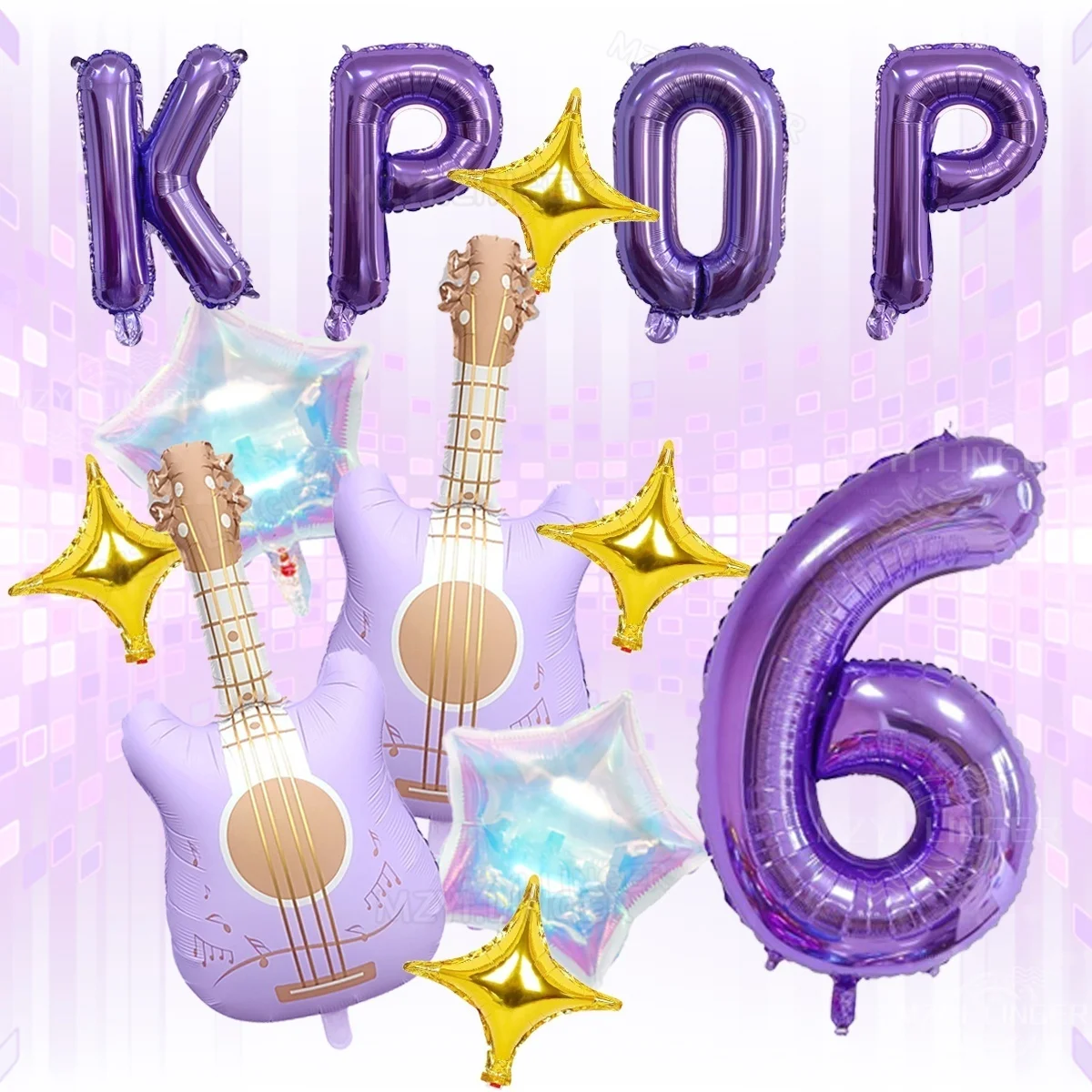 Vibrant Purple Music-Themed Party Decorations Set