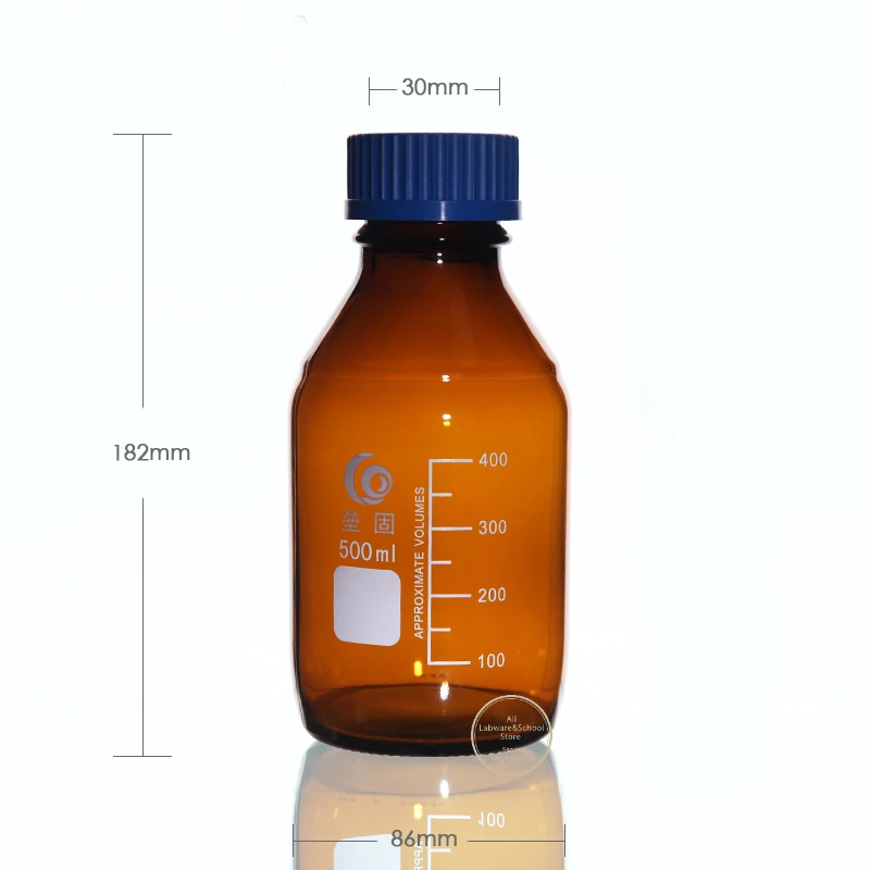 25ml To 1000ml Lab Transparent/Brown Screw Cap Reagent Bottle Sealed Bottle Glass Laboratory Sample