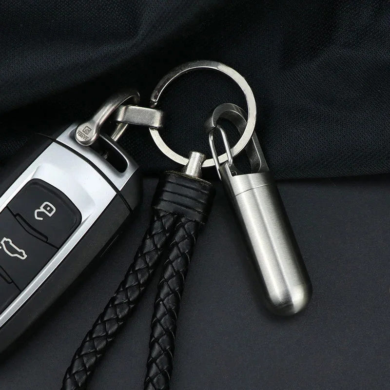 Travel Outdoor Portable Portable Mini Stainless Steel Sealed Capsule Waterproof Pill Box Camping Firstaid Pendant Pill Case