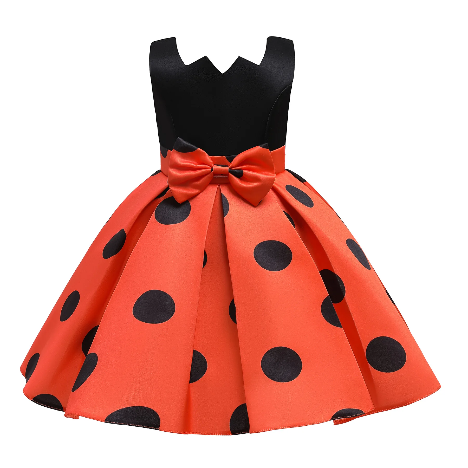 Vestidos de puntos negros para niñas, rojo de princesa con Peluca de juguete, de Halloween, fiesta de cumpleaños, ropa