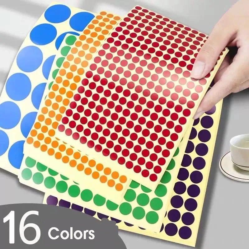 16Sheets/Pack Mix Color Circle Stickers Round Color Coded Stationery Supplies Dot Sticker Dot DIY Scrapbooking Label