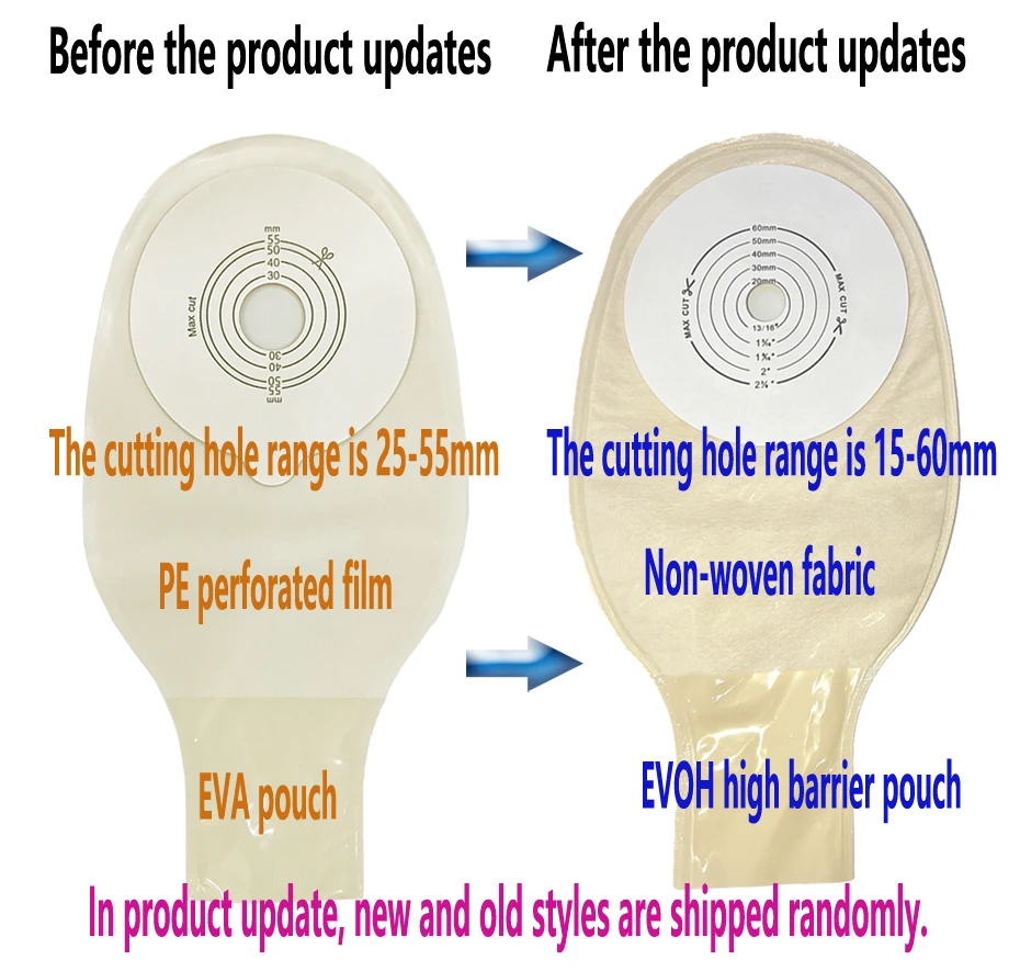 30pcs/lot; Economical Drain valve Colostomy Bags for Adults; One-piece system Ostomy Pouch with Clip Closure, Cut-to Fit 15-60mm 2