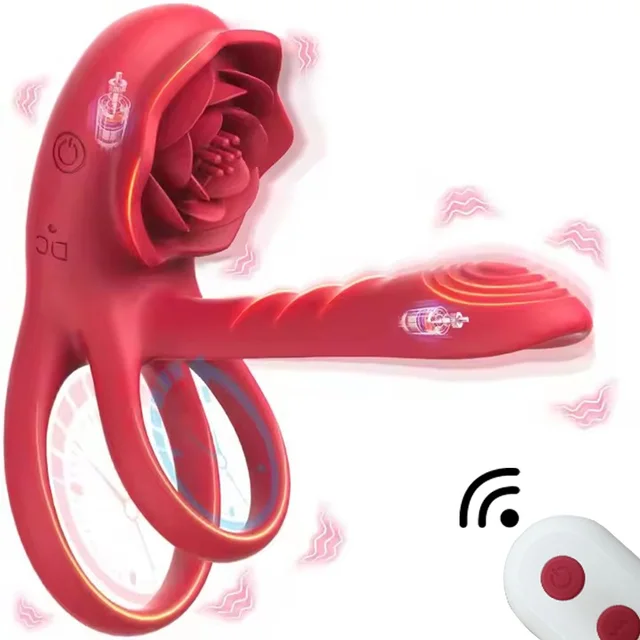 Fernbedienung Vibrierender Penisring Penishülle mit Rose Klitorisstimulator Penisring Vibrator Erwachsenes Sexspielzeug für Männer Frauen