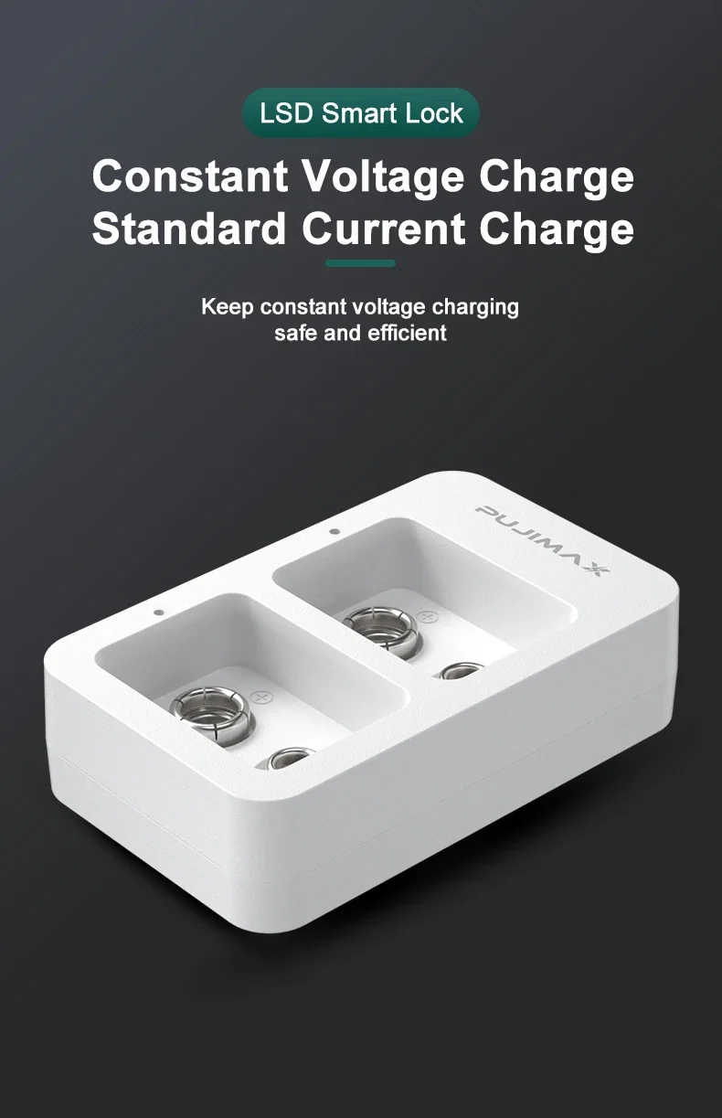 Smart Fast Battery Charger 2 Slots 9V With LED Indicators USB Cable For 9V Ni-MH/Ni-Cd/Li-ion Rechargeable Batteries