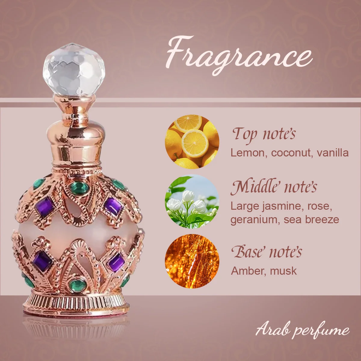 15ML Árabes Originales Perfume Woman Charming Rose Jasmine And Vanilla Floral Scents Long-lasting Pheromone Fragrance_voghion.com