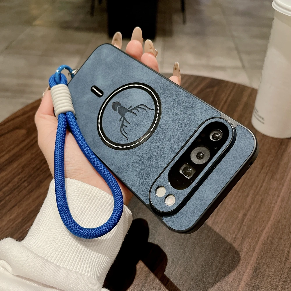 Cartoon Deer Leather Case with Wristband and Wireless Charger Cover