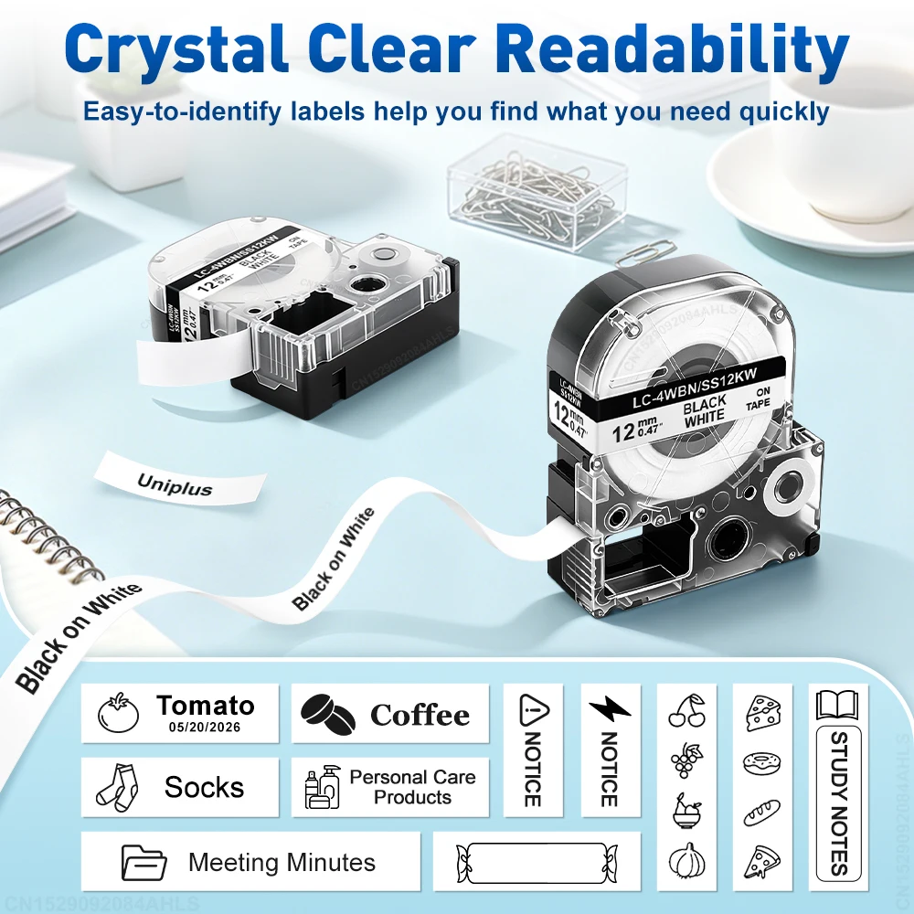 White Label Tape Cartridge for Epson Label Printer (Various Widths Available)