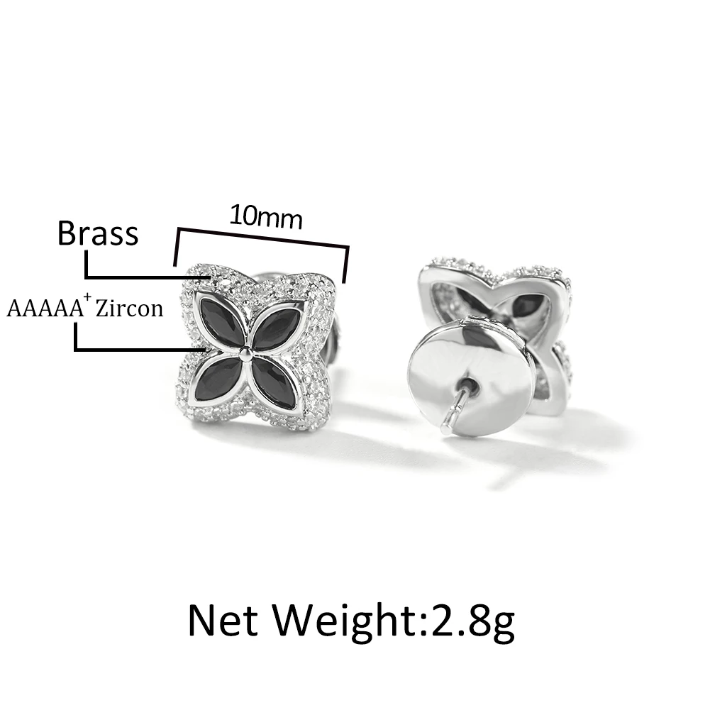 UWIN Iced Clover Earrings for Women Green/Black/White CZ Four Leaves Cubic Zirconia Stud Earrings Fashion Jewelry 2