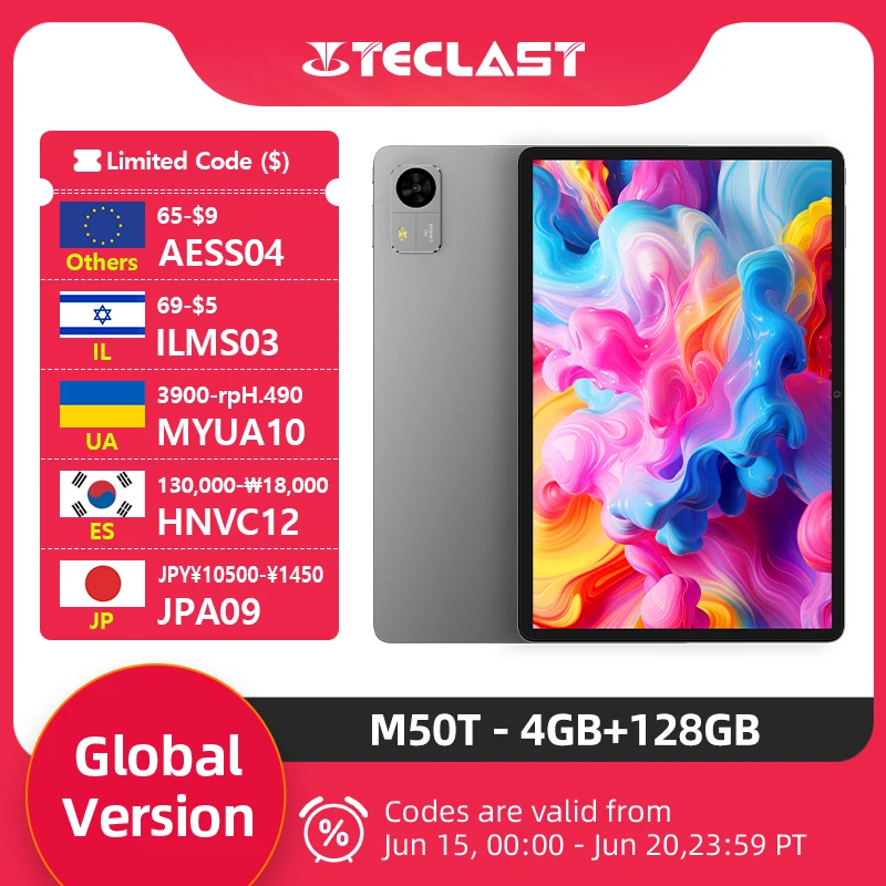 Teclast M50T Tablet 10.1 אינץ' מסך HD AllWinner A537 4GB RAM+28GB Virtual 128GB ROM 7000mAh סוללה WiFi Android 16 גרסה גלובלית