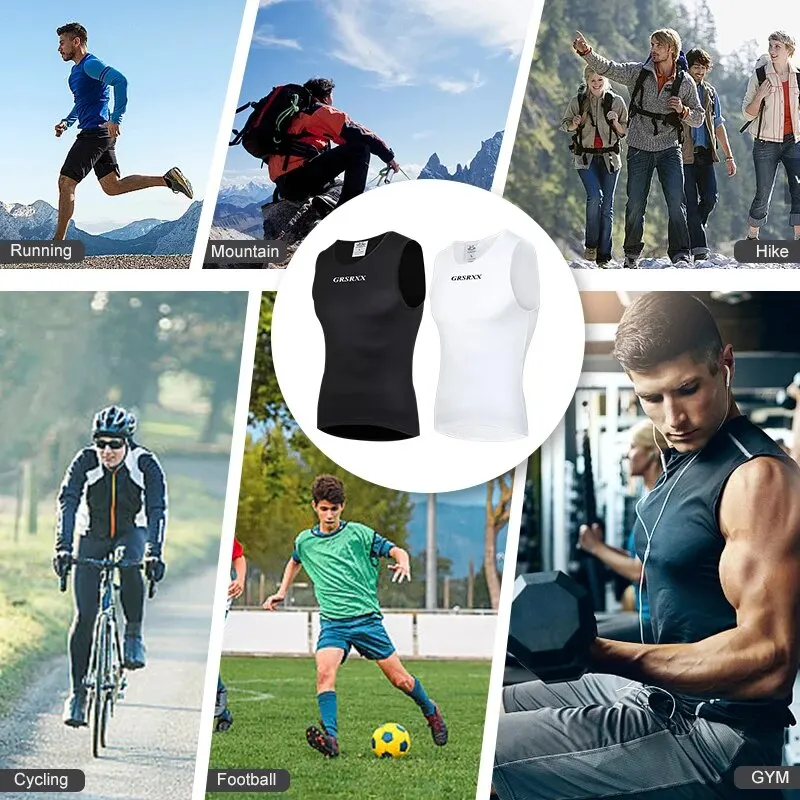 Cycling Underwear GRSRXX Winter Cycling Base Layer Sleeveless Fleece Sports Bike Jerseys Shirt Warm Bike Underwear Bicycle Vest For Men Women