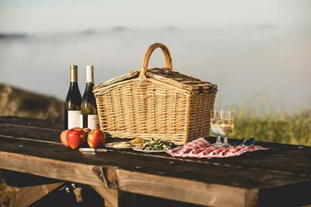 Piccadilly Picnic Basket, Romantic Picnic Basket for 2 - Includes Utensil Set, Glasses, Plates, and Wine Opener 5