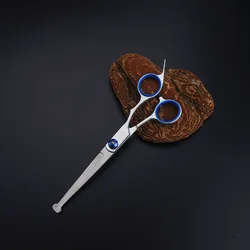 Deluxe Titanium Coated Pet Grooming Scissors with Safety Tips - Precision Trimming Kit (Straight Scissors)