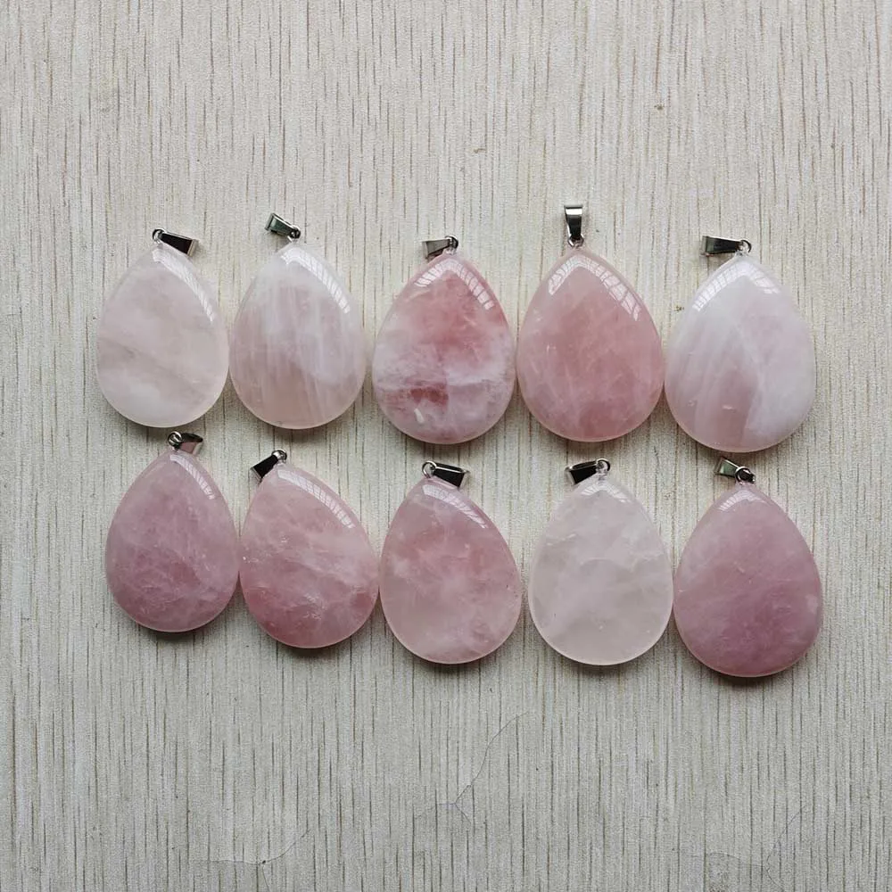 

10 шт., подвески в форме капли воды из Натурального Розового Кварца