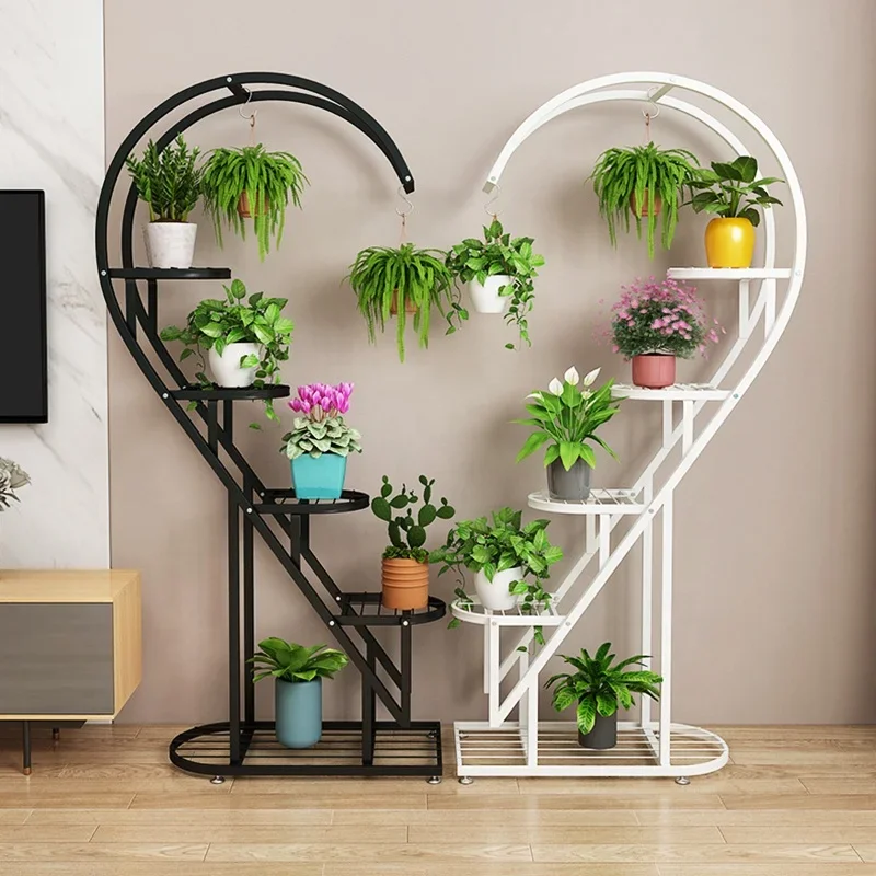 Multi-layer Tiers Metal Plant Stands Holders Wrought Iron Plant Shelf Heart-shaped Flower Stand Metal Display Stands multi layer tiers metal plant stands holders wrought iron plant shelf heart shaped flower stand metal display stands