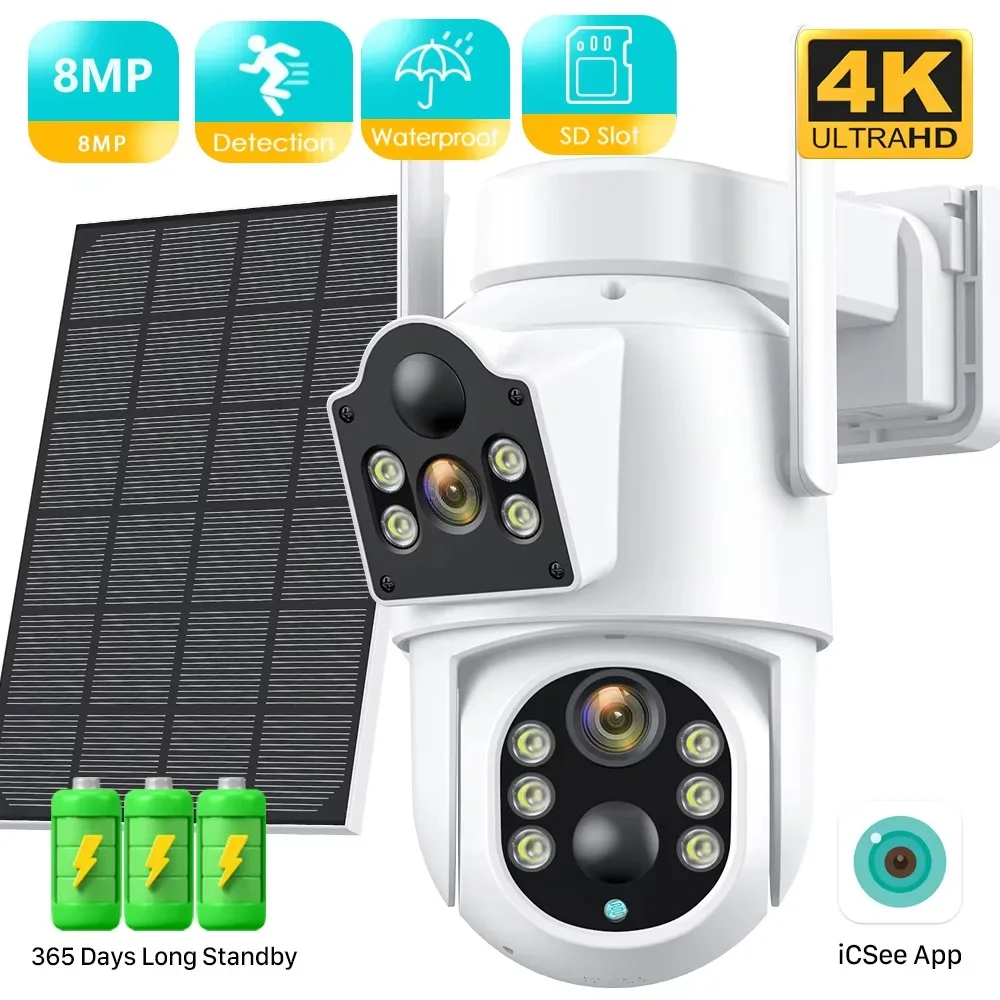 BESDER 8MP 4K Solar Wirelesss IP Camera With 7800 mAh