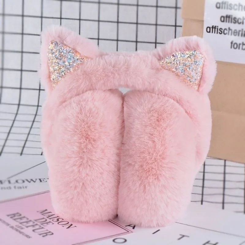 Girl Winter Cat Ear Earmuffs Foldable Warm Protect Cute Faux Fur Soft Fluffy Earcap Korean Style Children Ear Cover Muff children earmuffs