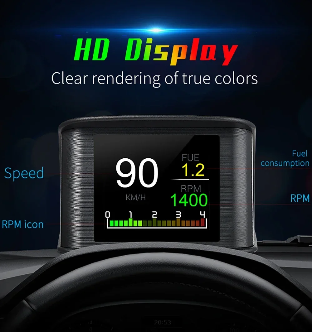 OBDII Smart Digital Meter P10 PRO OBD2 Head Up Display On Board Computer Digital