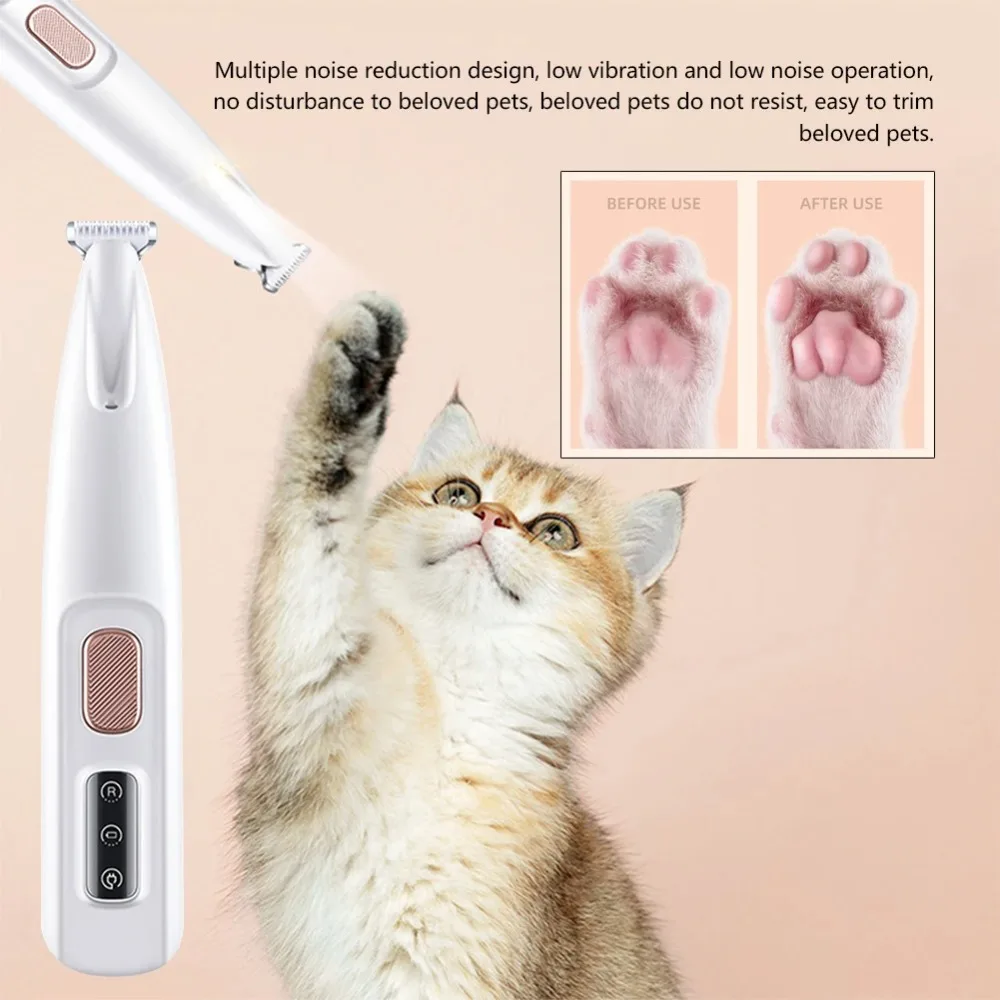 Portable Dog Paw Trimmer with LED Light Rechargeable Cordless Nail Grinder Shaver for Cats And Other Pets Nail Grooming Tools