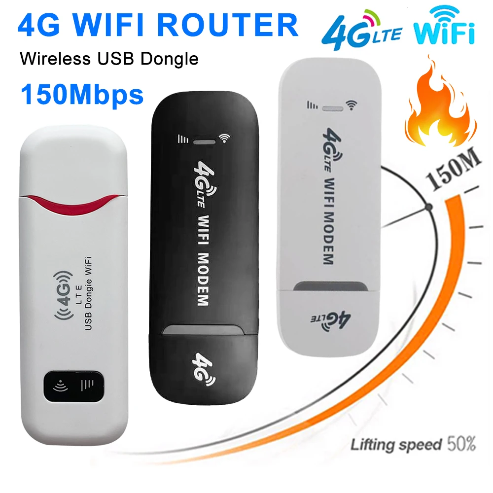 Wireless LTE WiFi Router 4G SIM Card Portable 150Mbps USB Modem Pocket Hotspot Dongle Mobile Broadband for Home Office WiFi
