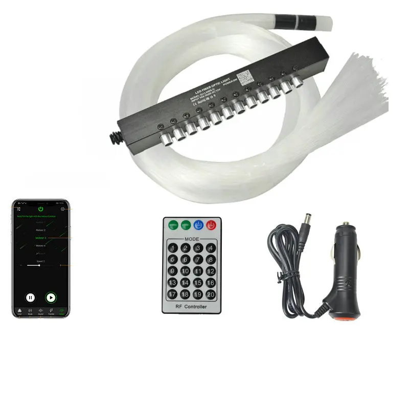 3W 12holes Shooting Star Sky APP Smart phone&Remote controlled Fiber Optic Ceiling Car roof Atmosphere Meteor Light Engine Cable