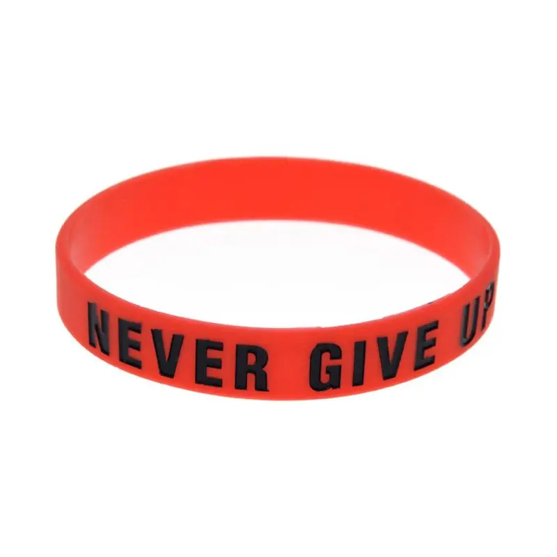 F42F Motivational Silicone Wristband Never Give Up Lettering Inspirational Bracelet