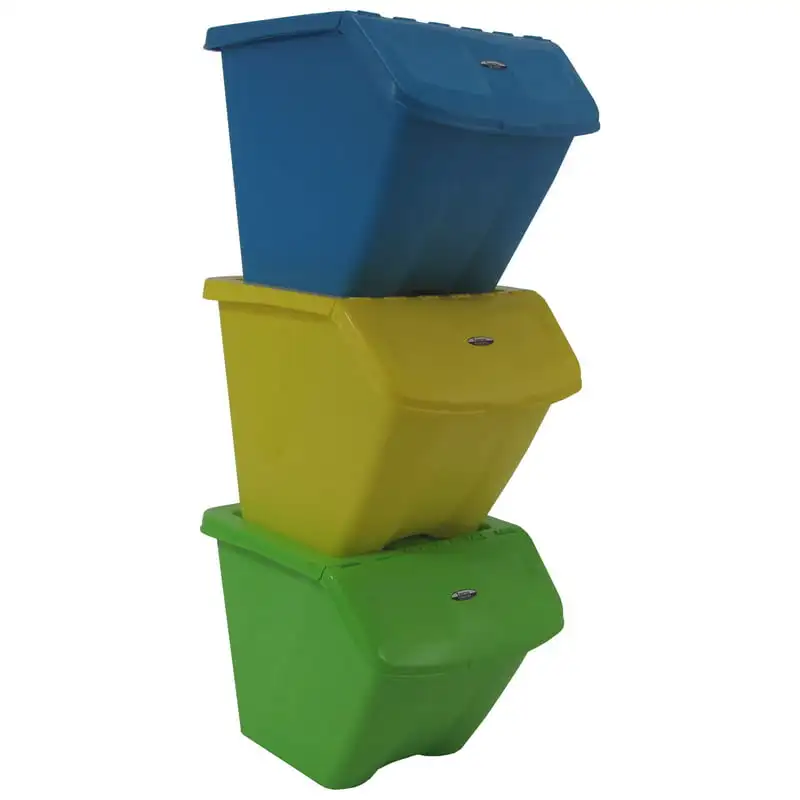 

Gallon Stackable Recycle Storage Bins 3 PC Set Automatic garbage bin Outdoor garbage can Trash can Rain barrel water collector T