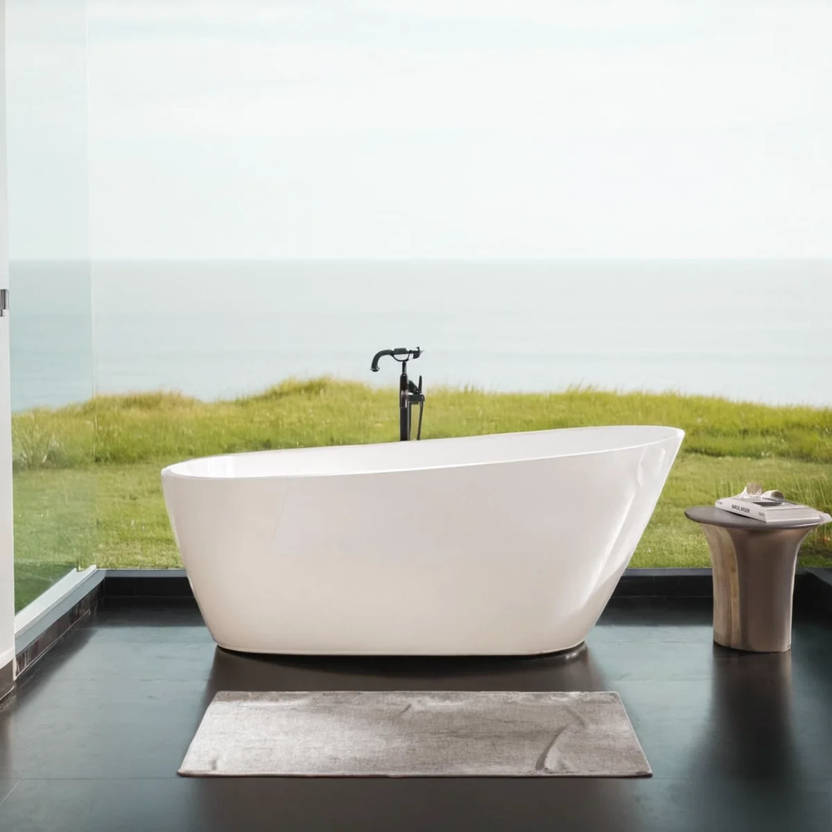 67'' Acrylic Freestanding Soaking Bathtub with Classic Slotted Overflow and Toe-tap Drain in Chrome, cUPC Certified.Easy to Inst 3