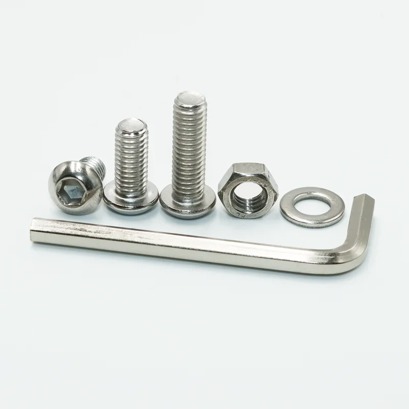 Stainless Steel Button Head Hex Socket Cap Screws Nuts Washers M2-M6