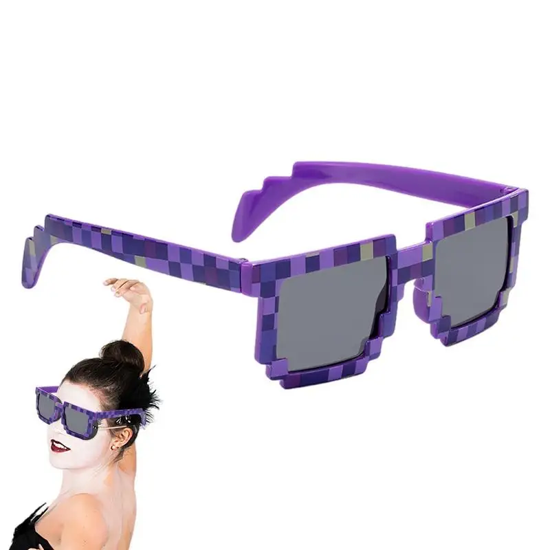 

Pixel Glasses 8-bit Pixel Mosaic Goggles Pixelated Glasses Miner Party Favors Photo Props Glasses Eyewear For Girls Boys Birthda