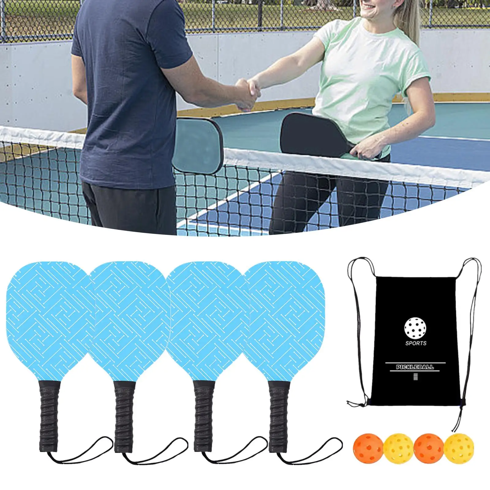 

4Pcs Pickleball Paddles Wood Pickleball Rackets with Nonslip Comfortable Grip for Training Equipment Practice Indoor Outdoor Use